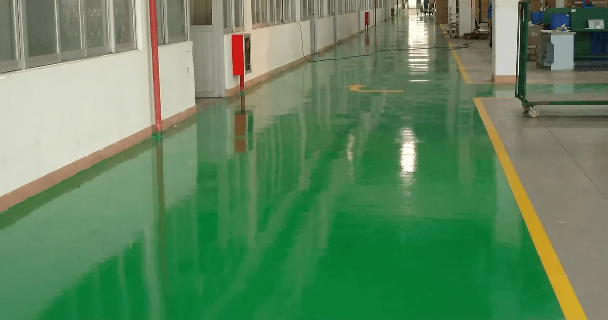 A factory floor professionally covered and marked with epoxy flooring in Columbus, OH
